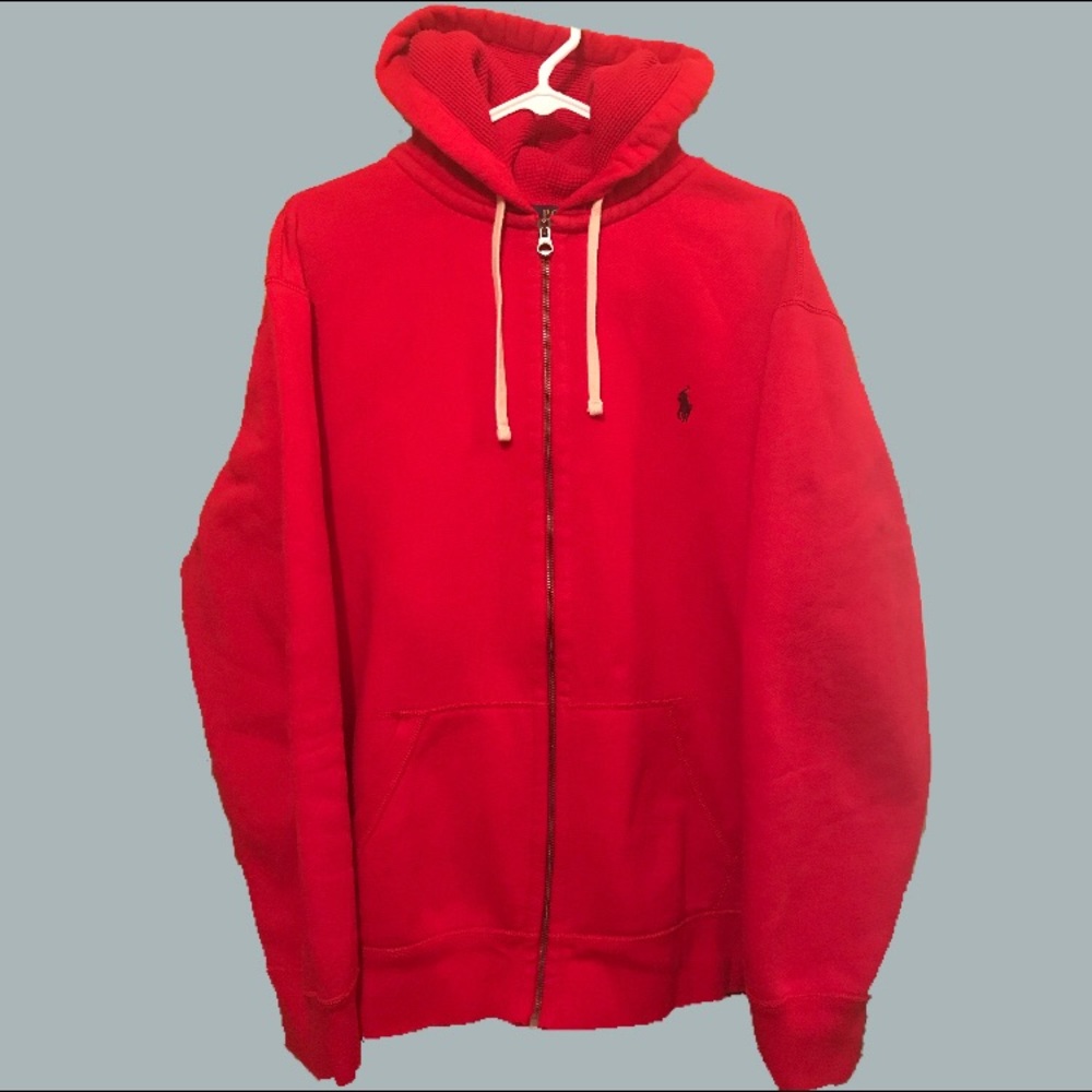 Red Polo Ralph Lauren Cotton Blend Fleece Hoodie